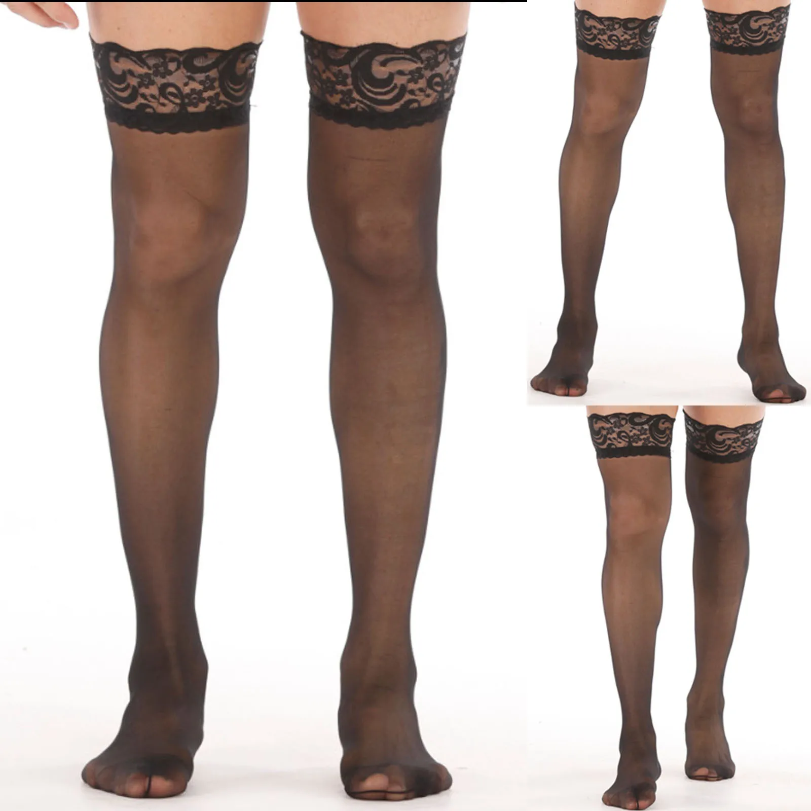 

New Men's women Lace Stockings Sexy Legs Long Tube Transparent High Thigh Stocking happy socks women Fashion lace Comfortable T3
