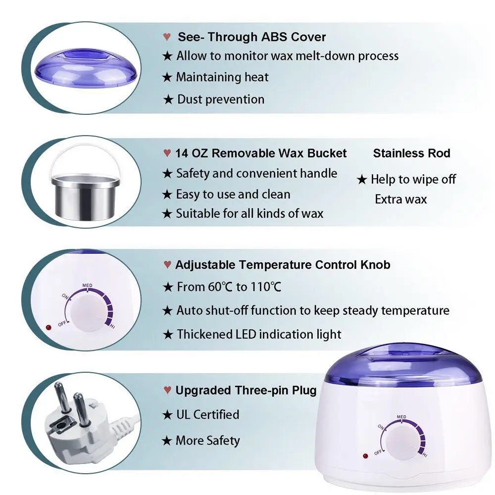 Электрический комплект для эпиляции нагреватель воска 500 куб. См + жесткие