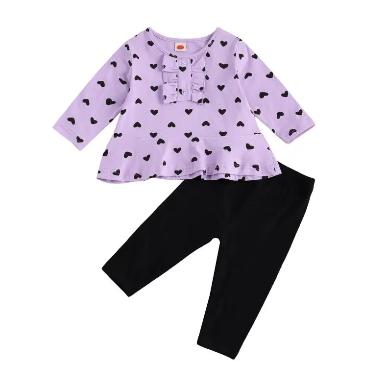 Комплект одежды для новорожденных девочек из 2 предметов футболка с длинным