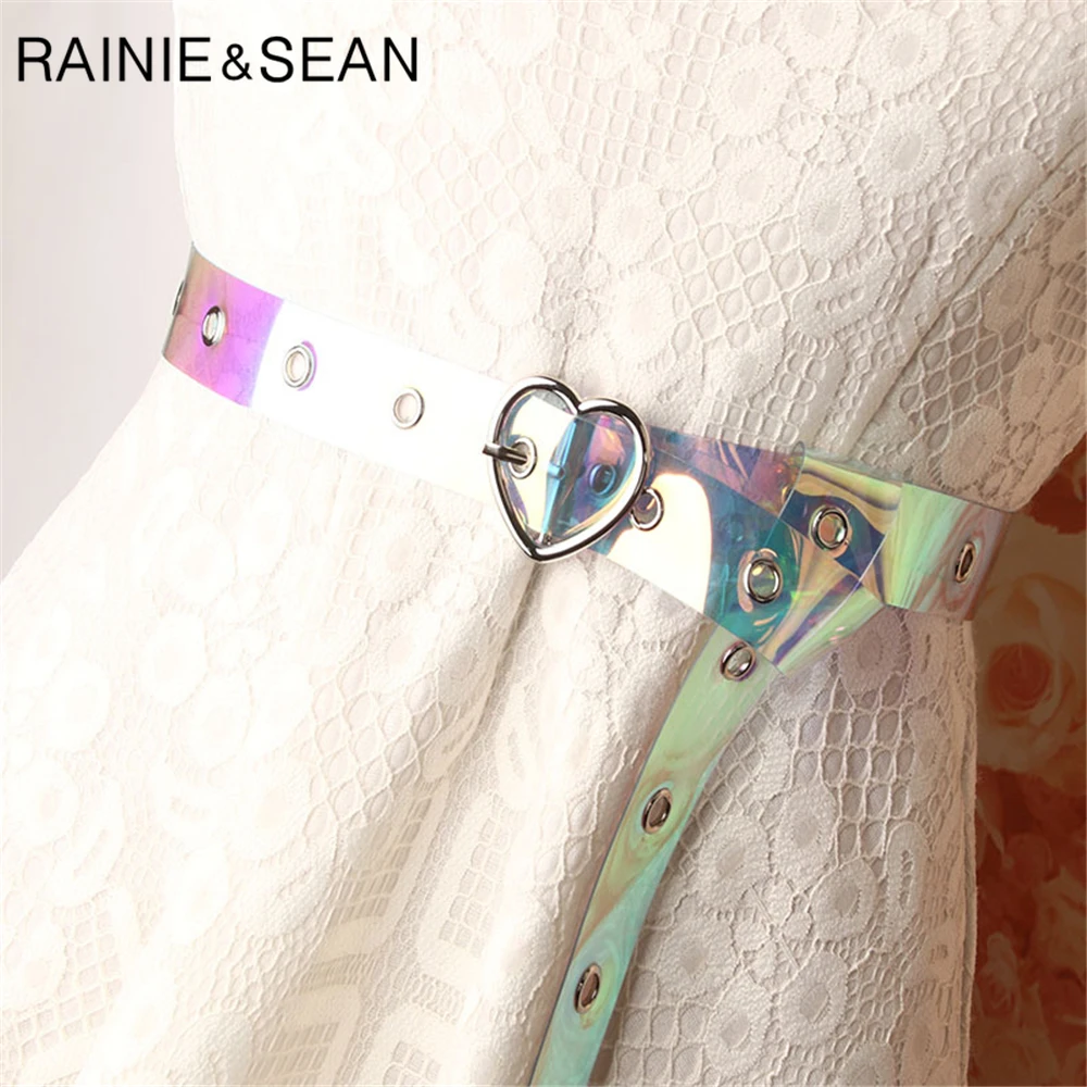 Женский прозрачный ремень RAINIE SEAN пластиковый с сердечком аксессуар для