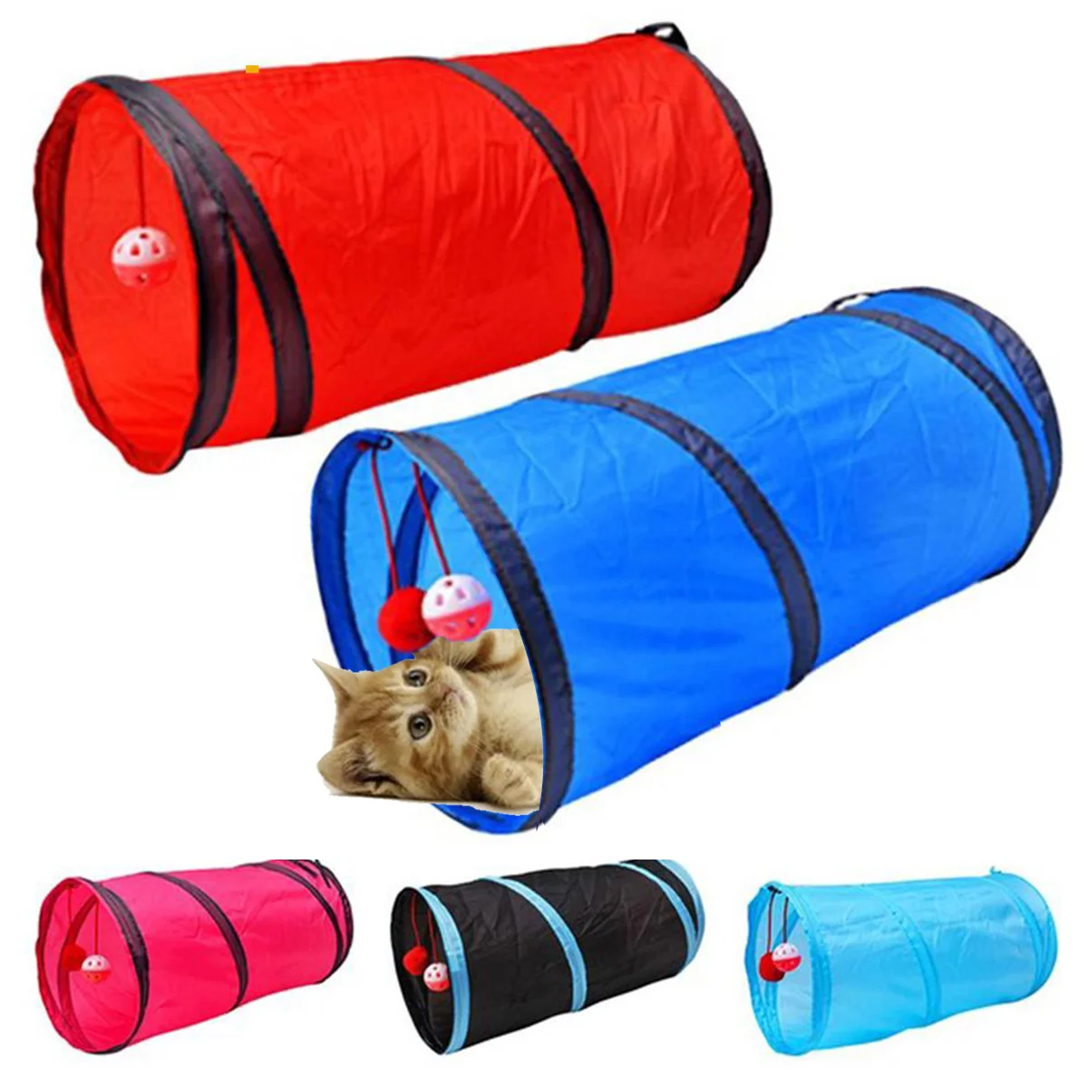 

Foldable 2/3/4/5 Holes Pet Cat Tunnel Toys Pet Cat Training Toy Interactive Tube Fun Toy For Cat Rabbit Animal Play Tunnel Tube