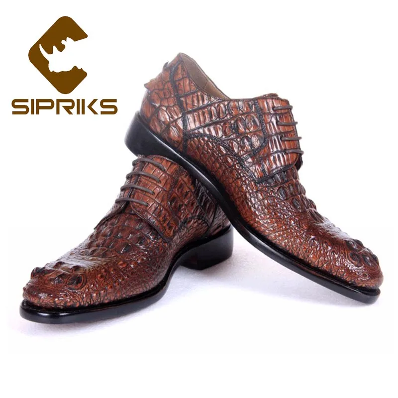 Sipriks Men's Crocodile Skin Shoes Italian Goodyear Dress Imported Alligator Leather Gent Suits Boss Casual Business Wear | Обувь