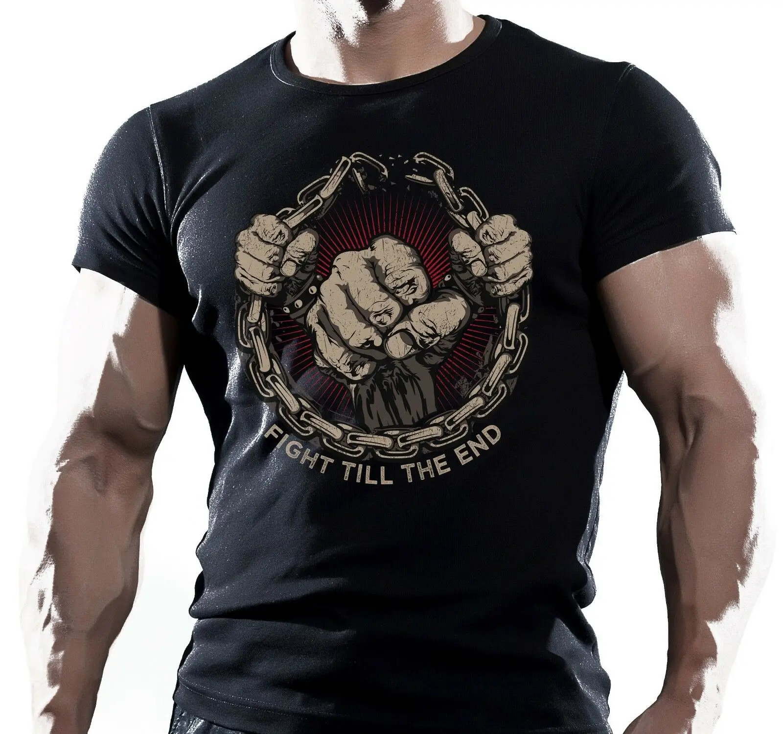 

Fight Till End MMA Muay Thai Fighting Workout Motivation T-Shirt. Summer Cotton Short Sleeve O-Neck Mens T Shirt New S-3XL