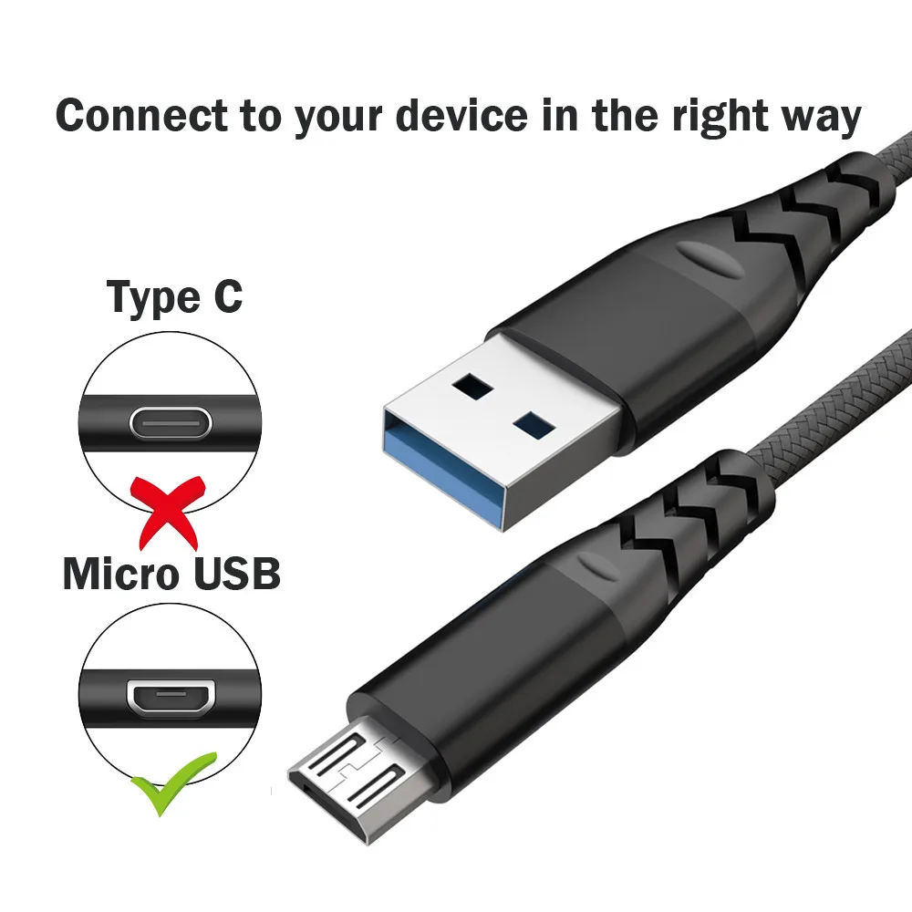 2а Micro USB 3 м плетеный кабель для быстрой зарядки Samsung прочный Xiaomi Tablet Android