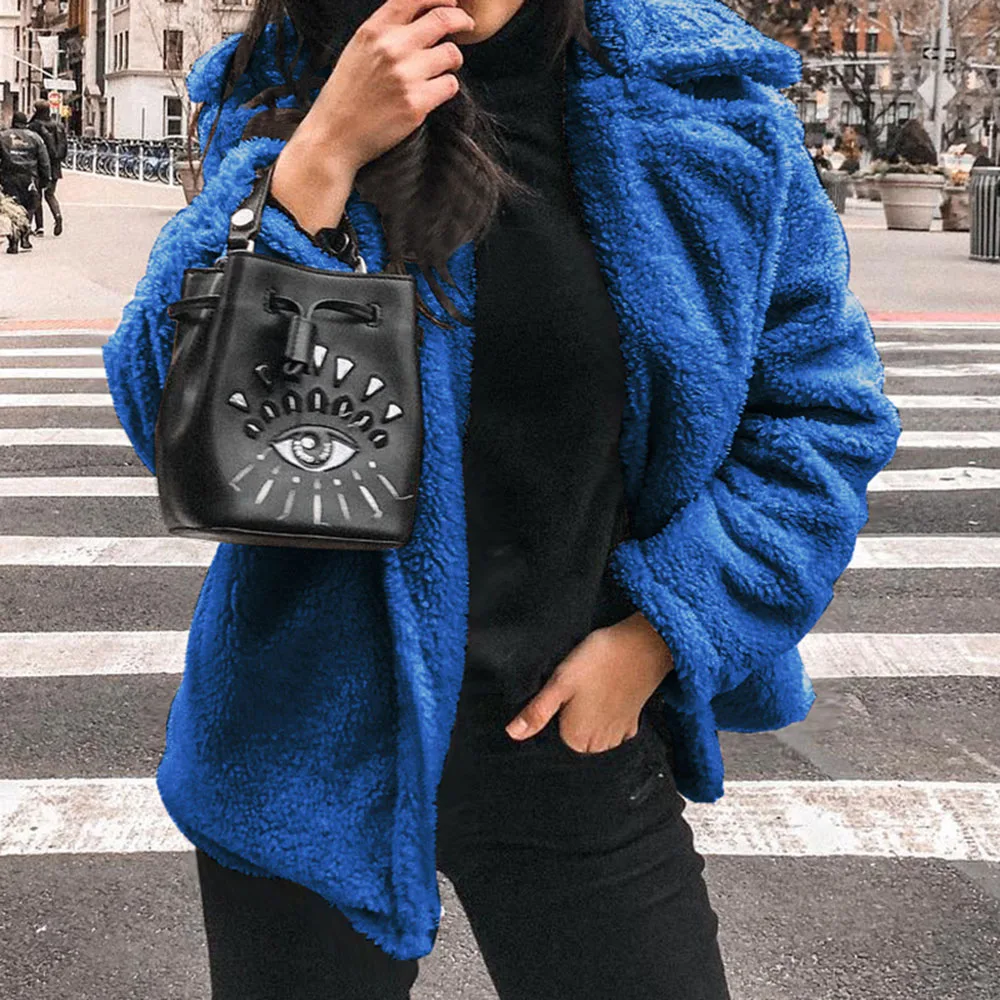 Зимняя флисовая куртка плюшевое пальто женская уличная плюшевая одежда синий