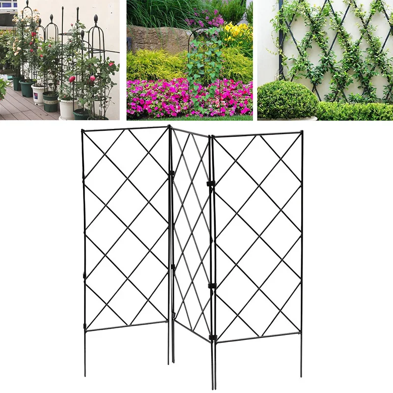 

3pcs Iron Vegetables Flower Stand Trellis Plant Support Climbing Vine Rack Collapsible Gardening Frame Greenhouse Bracket