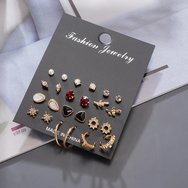 

Women's Earrings Korean Stud Earrings for Women Vintage Pearl Butterfly Gold Cross Earring Set 2021 Trend Earings Female Jewelry