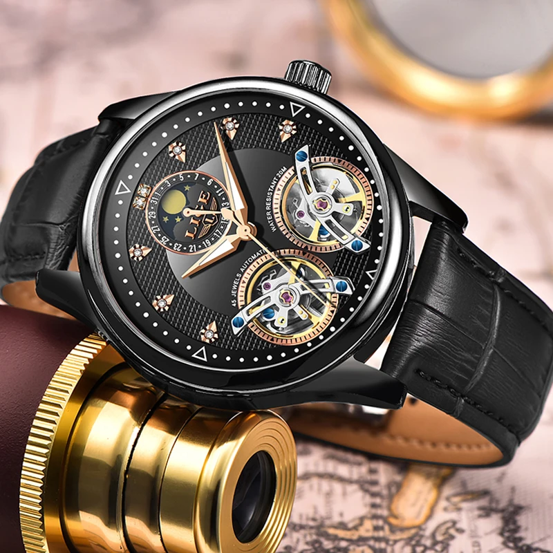 LIGE 2020 новые автоматические механические часы для мужчин Tourbillon спортивные модные
