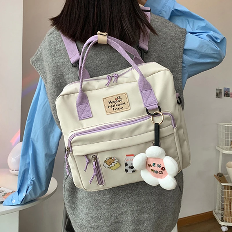 

Cute Girl Backpack Multifunctional Three-purpose Single Shoulder Messenger Handbag College Backpack (without Flower Pendant)