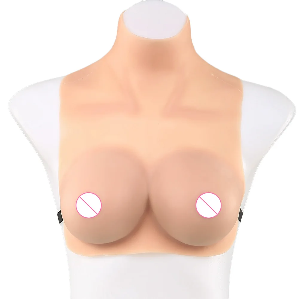 Silicone Breast Shape Forming C D E Cup Realistic False Breasts for Transvestite and Enhanced Breasts Woman High-neck Backless