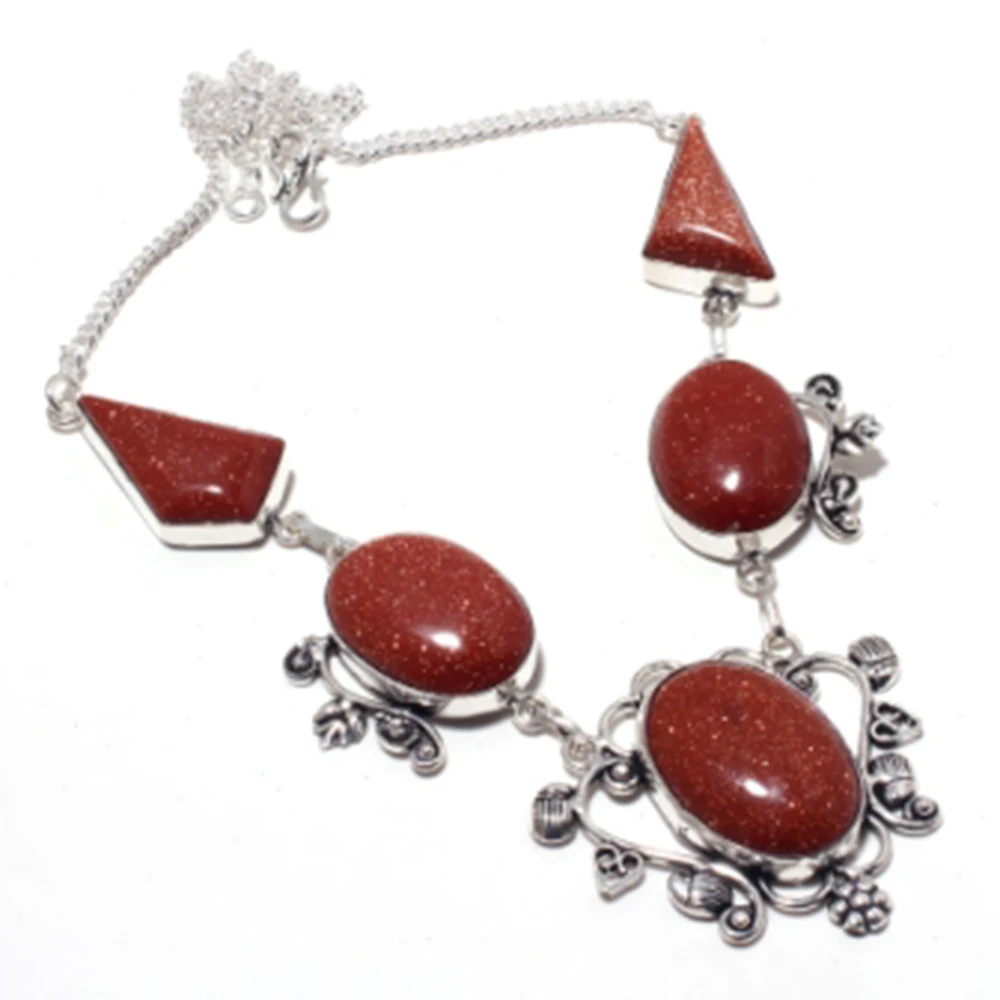 

Sun Stone Necklace Silver Overlay over Copper, 51.5 cm , N4272