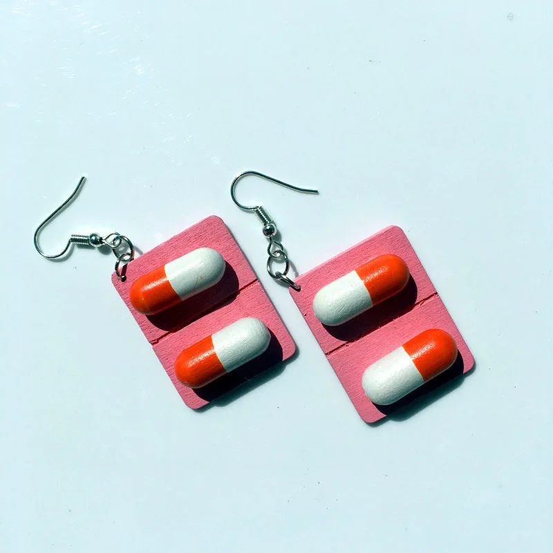 

Fashion Cute Creative Capsule drop earrings funny lovely Geometric Dangle Earrings Unique jewelry gift for girl