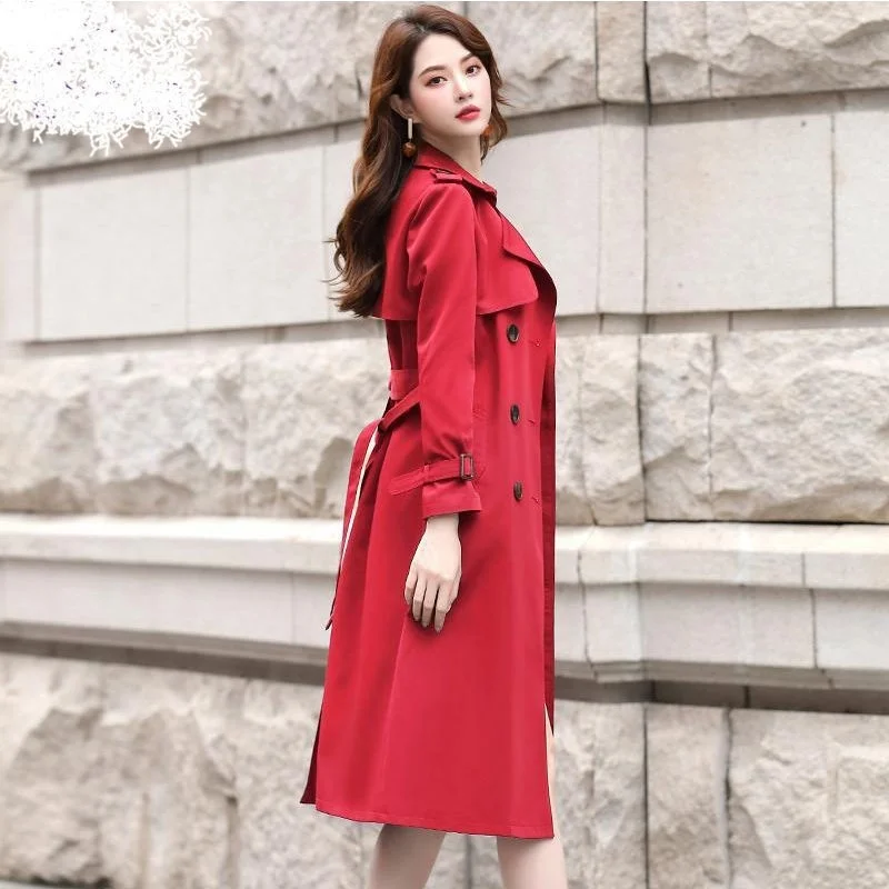 

are lining windbreaker women's mid long 2020 autumn new silk slip down feeling coat women's long over the knee coat