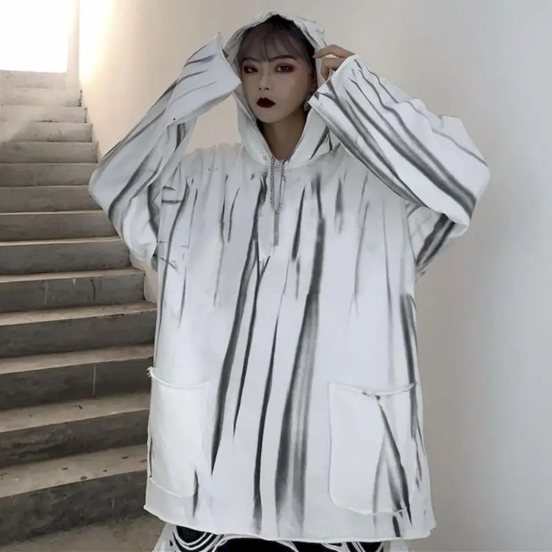 

New 2021 Spring Autumn Graphic Pullovers Velvet Loose Long Sleeve Korean Punk Sweatshirts Shirts for Women Oversized Tops Print