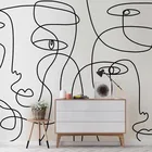 Bacaz Nude Portrait Custom Black Face Line Drawing Геометрические обои Фреска для детской комнаты фон 3d абстрактные тона наклейки