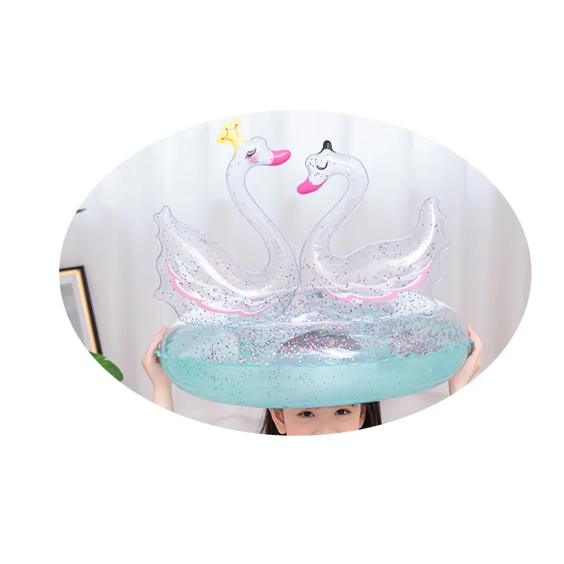 

Baby Swimming Float Inflatable Cartoon Sequins Pink Rabbit Swan Pool Float Baby Summer Water Fun Toy Kids Swimming ring 70cm