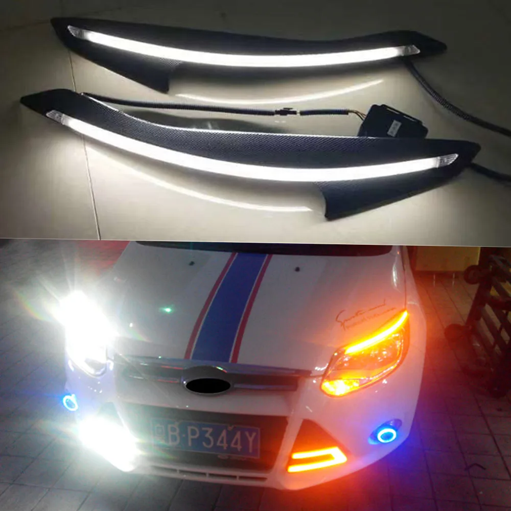 2 шт. для Ford Focus 3 MK3 2012 2013 автомобильный головной светильник для украшения бровей поворотник DRL Светодиодный дневной ходовой светильник