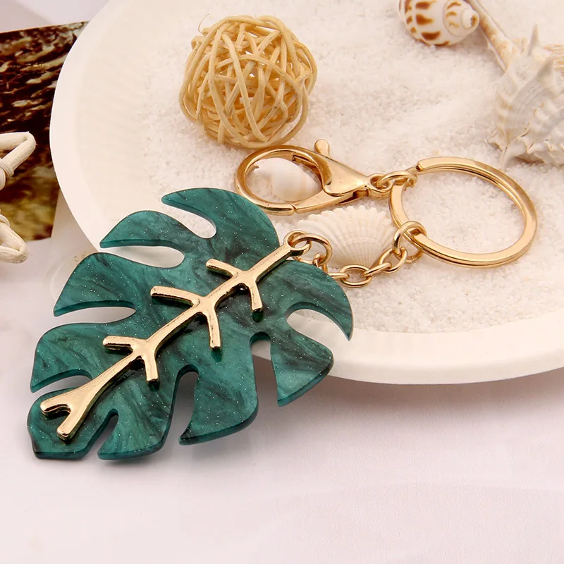 

Creative Metal Leaf Keychain Charm Freshness Tree Leaves Key Chain Women Ladies Bag Pendant Accessories Keyring Friends Gift