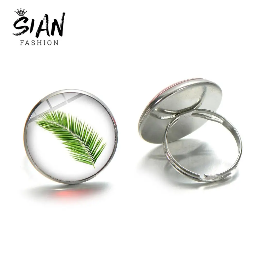 Азиатских пальмовых листьев минимализм стеклянное кольцо Противоударная