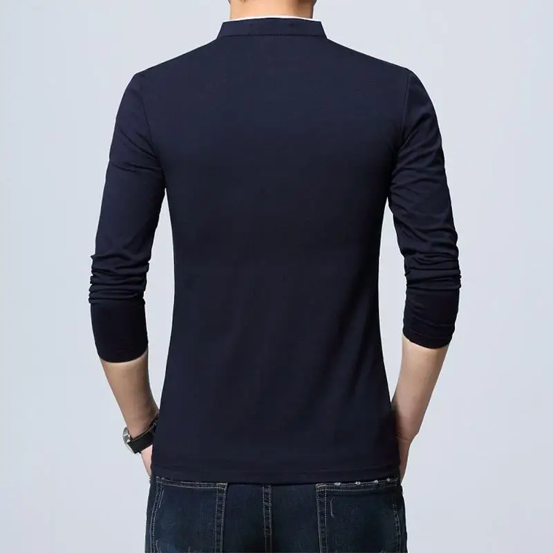 

1PC Size M-5XL T Shirt Men Cotton T Shirt Full Sleeve T-shirt Men Solid Color T-shirts Tops & Tees Mandarin Collar Long Shirt