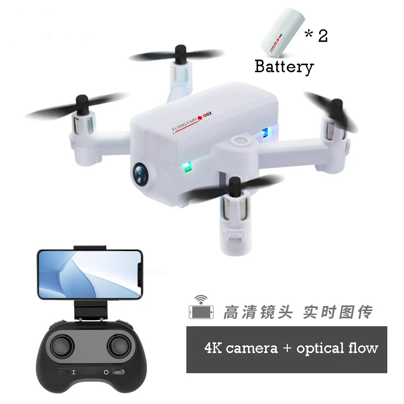 4K camera white2B Мини Карманный Дрон с HD 4K FVP wifi камера Дрон RC Квадрокоптер широкий угол Безголовый оптический поток режим удержания высоты Дрон - Цвет: 4K camera white2B