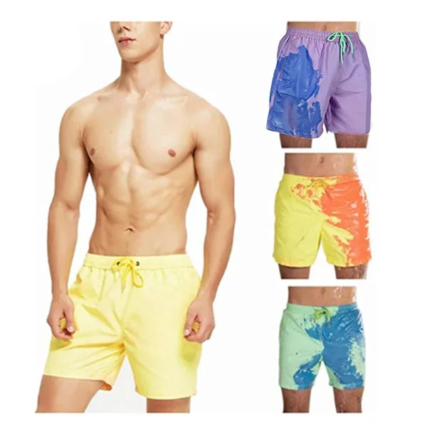 Летние мужские шорты для плавания температурные Пляжные штаны меняющие цвет