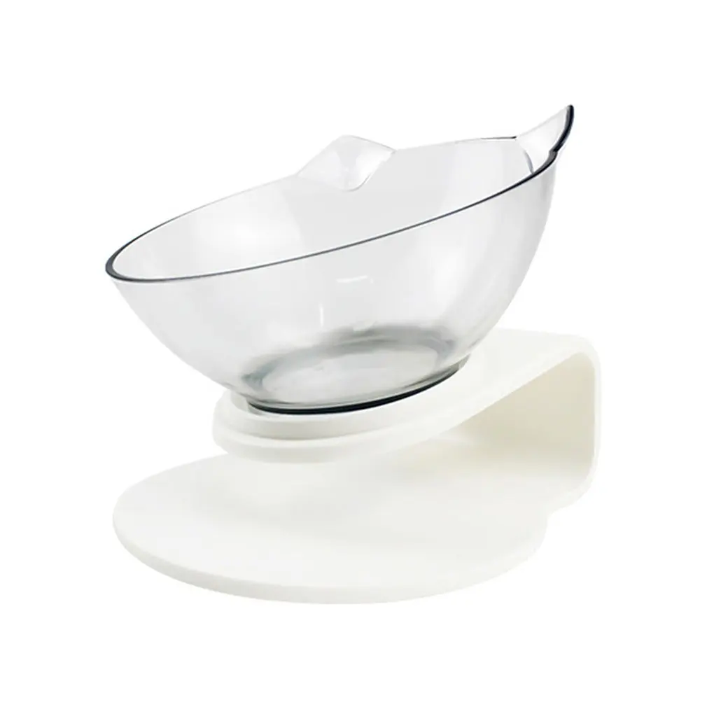 

Cat Bowls With Stand Pet Feeder Double Food Diner Bowl Set Perfect For Cats Ultra Small Oblique Pet Bowl-Transparent
