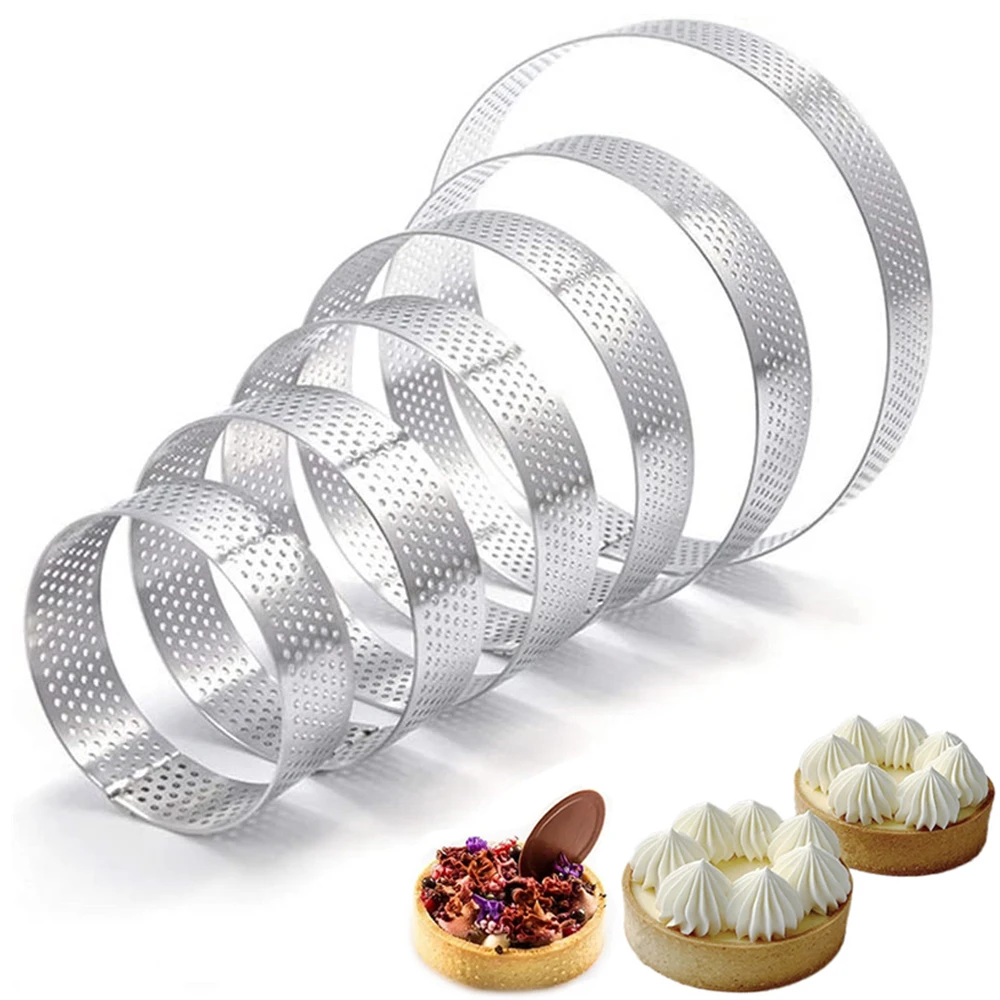 

6/7/8/9/10 см мини Tart кольцо из нержавеющей стали, клетчатая форма, маленький круг, резак, кольцо для пирога, термостойкая перфорированная форма ...