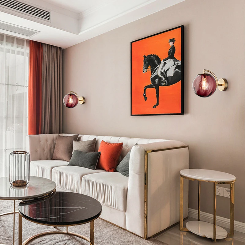 Современный простой цветной настенный светильник с стеклянными шариками G4