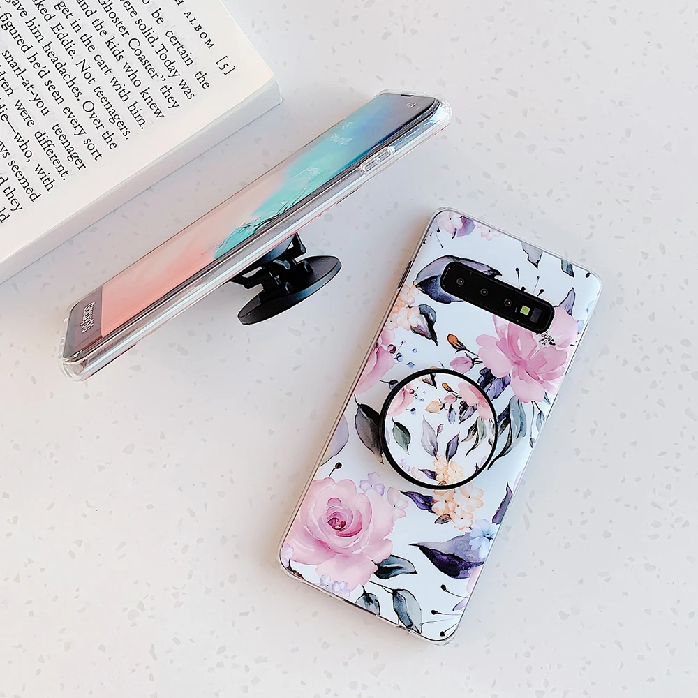 Чехол для телефона LOVECOM в стиле ретро с цветами и держателем мягкая накладка на