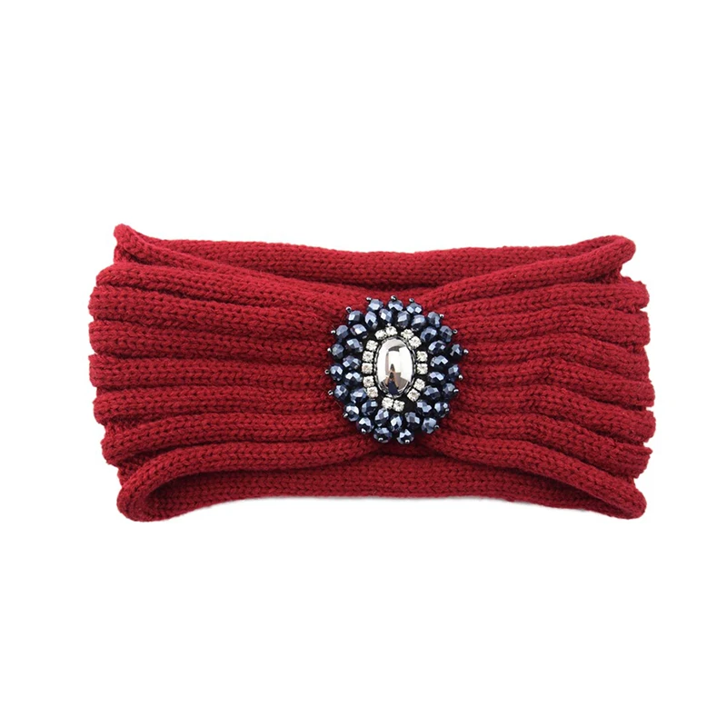 Зимняя теплая вязаная повязка на голову с ушами тюрбан для женщин крючком