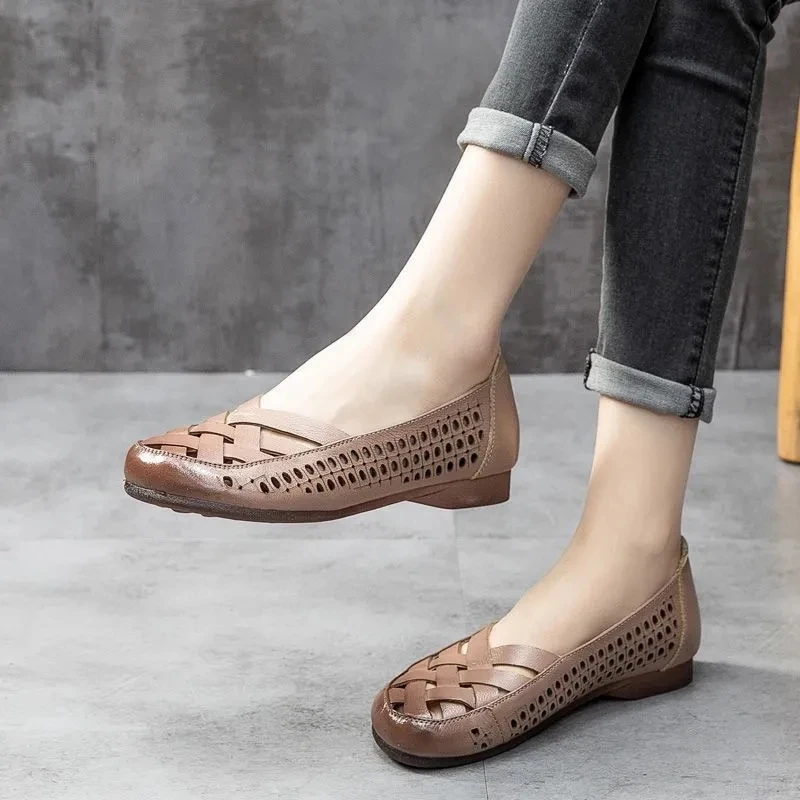 

Ladies superstar genuine leather flats women's cross tied breathable summer loafers women casual oxford shoes