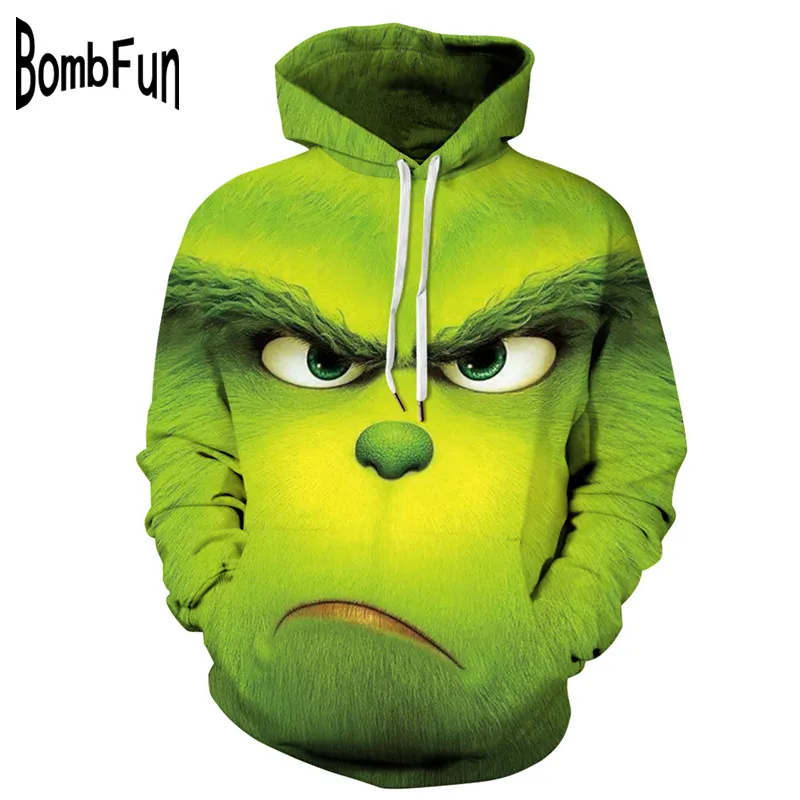 Толстовки для мужчин и женщин забавные толстовки с капюшоном топы Grinch 3d принт