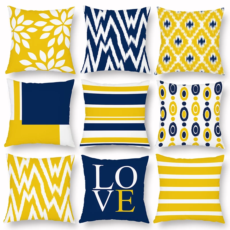 

Cushion Cover Home Decor Yellow Pillow Case Scandinavian Housewares Personalized Gift for Living Room Sofa Chair Throw 45x45 cm
