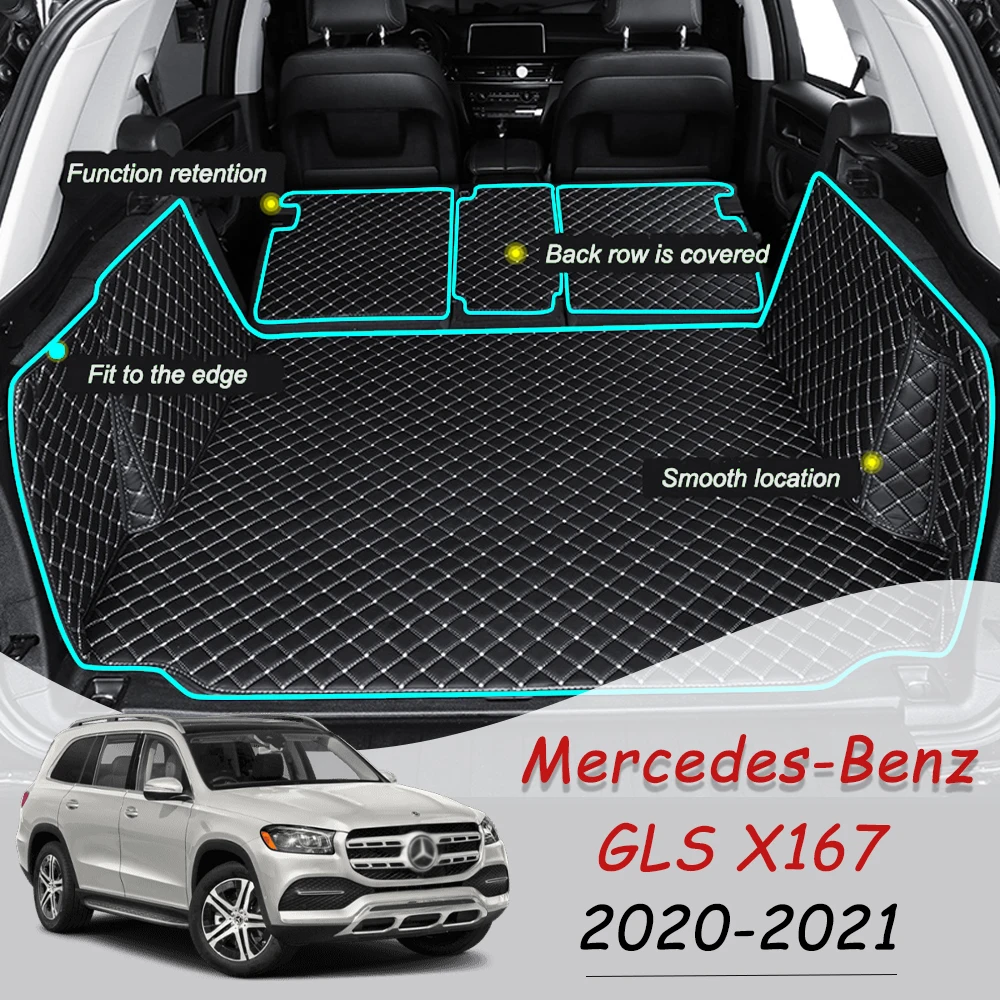 

Изготовленные на заказ кожаные багажнике автомобиля коврики для Mercedes-Benz GLS X167 2020-2021 задний багажник коврик лоток ковер Коврики для багажник...