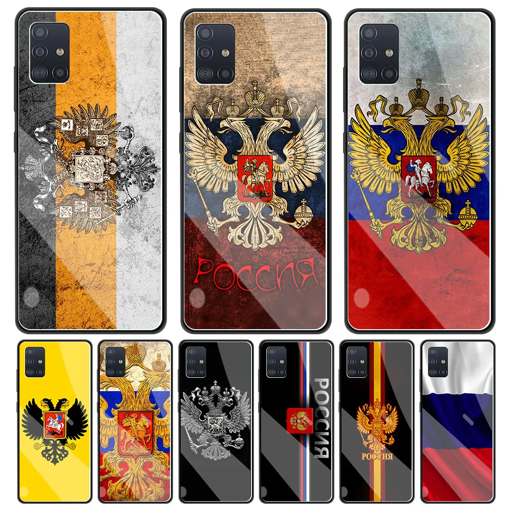 

Russia Flag national emblem Phone Case for Samsung Galaxy A51 A71 A50 A21s A31 A70 A10 A41 A30 A40 A11 A12 A20s Glass Cover