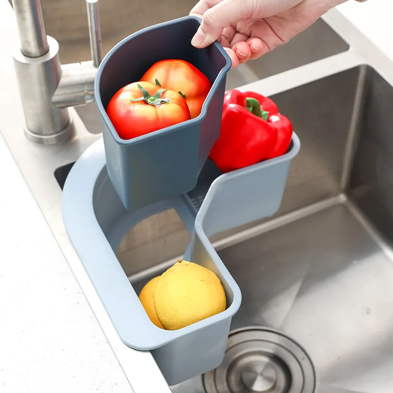 

Multifunctional Drain Basket Suction Cup Sink Storage Household 3 Grid Classification Sponge Storage Rack Kitchen Accessories