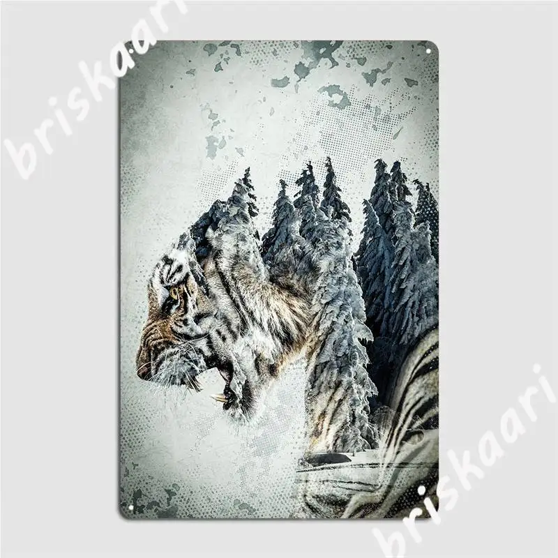 

Winter Tiger Metal Sign Wall Cave Club Bar Customize Wall Plaque Tin Sign Poster