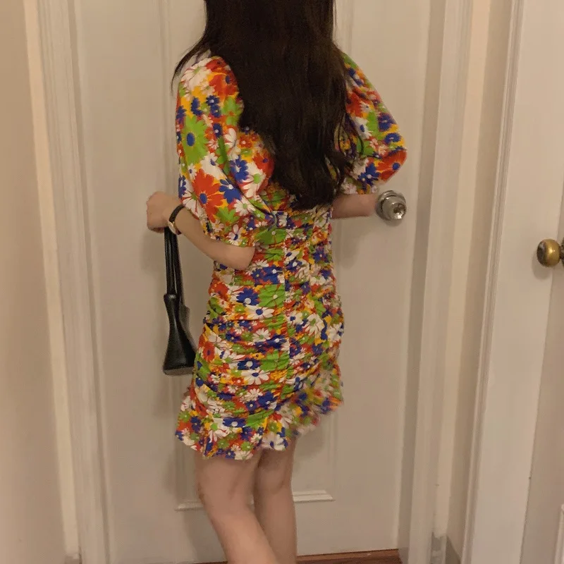 Новинка 2020 корейское стильное летнее сексуальное платье с v-образным вырезом