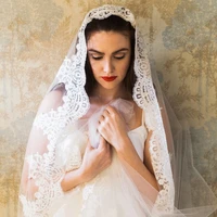 2020 vintage wedding veil 31 5 m long lace edge cathedral bridal veils one layer wedding accessories veu de n