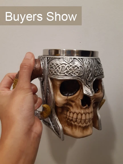 

Stainless Steel Skull Mug Viking Drinking Cup Skeleton Resin Beer Stein Tankard Coffee Mug Tea Cup Halloween Bar Drinkware Gift