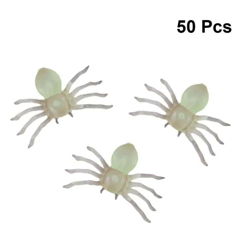 50 шт. пластиковый светящийся паук Забавный розыгрыш реквизит с привидениями