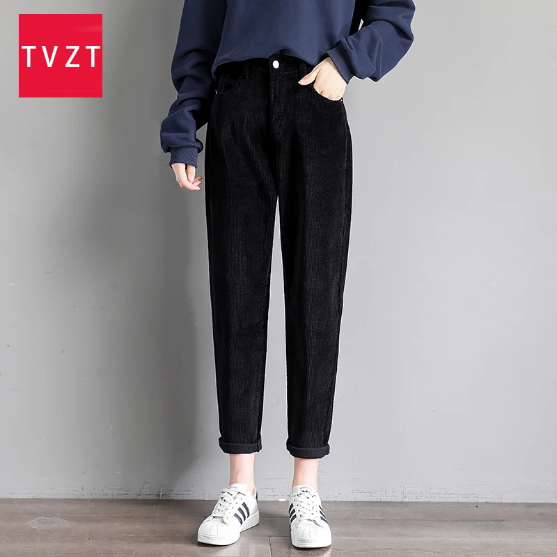 

TVZT Women's Harem Pants 2020 Autumn Winter Warm Corduroy High Waist Pants Plus Size Casual Pants Vintage Loose Trousers Female