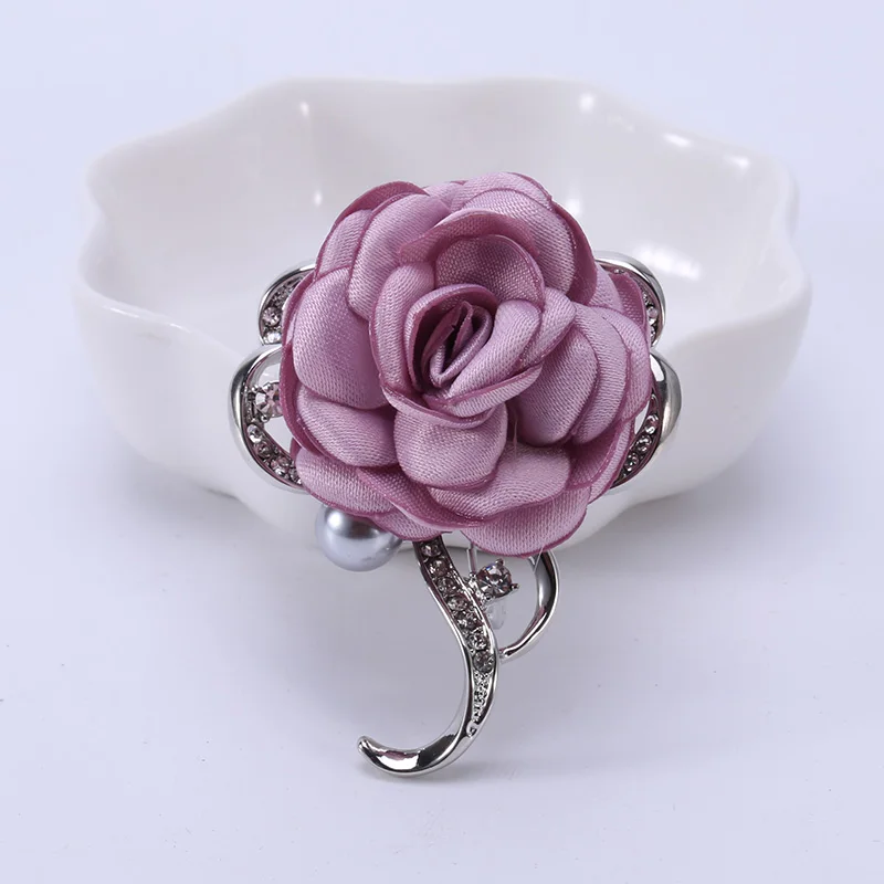 Ткань Искусство жемчуг цветок брошь булавка кардиган рубашка Шаль