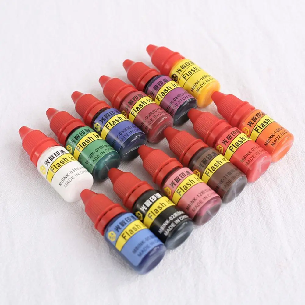 

10ml Red Blue Green Purple Black Handbook Ink Flash Refill Ink For Photosensitive Seal Mimeograph Machine Diy Office Suppli Y4f8