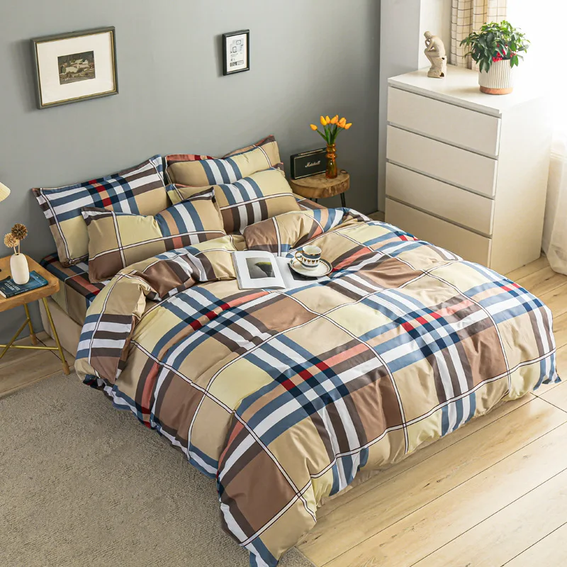 

3-piece Quilt Cover Bedding Reactive Printing and Dyeing Single Double Queen Bed Quilt Cover Bed Sheet Pillowcase