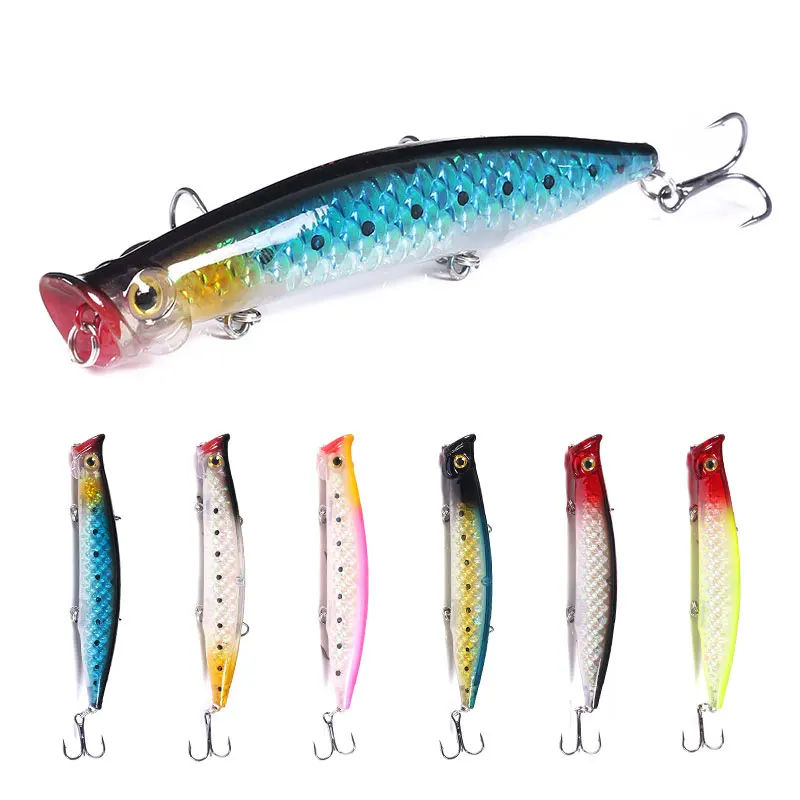 

1Pcs Hengjia Popper Fishing Lures 11CM 13G Hard Bait Artificial Wobblers Plastic Pesca Fishing Tackle with 6# Treble Hooks