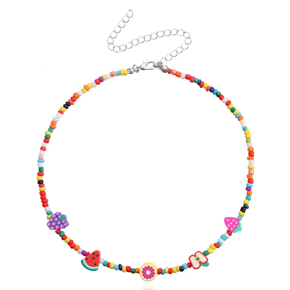 Модные разноцветные бусины ручной работы ожерелья с фруктами модное этническое