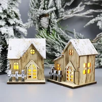 christmas led light wooden house luminous cabin merry christmas tree decorations for home xmas ornaments diy gift happy new year