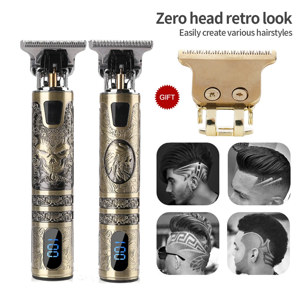 

Professional T9 LCD Hair Clipper Trimmer Shaver Men Barber Hair Cutting Machine Hair Clipper 0mm Comb Haircut Styling Mower